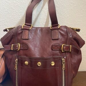 Yves Saint Laurent Downtown tote in rich brown leather